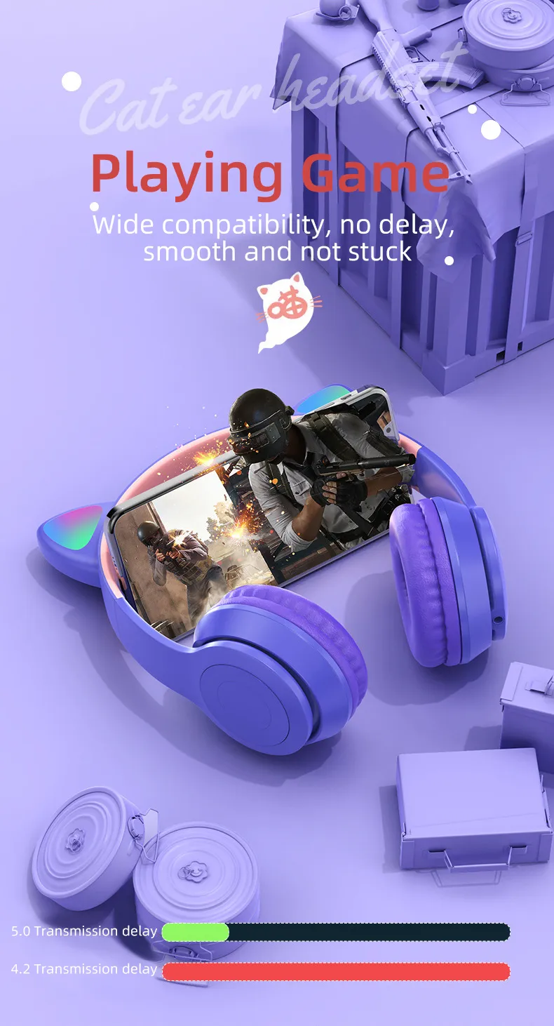 LED RGB Cat Ear Headset - Gaming Style