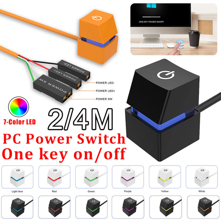 2m/4m Led On/off Pc Power Button Switch Cable Pc Motherboard External ...