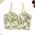Floral all fresh lace sling inner wear mint mambo color matching high-end outer wear bra fishbone bra. 