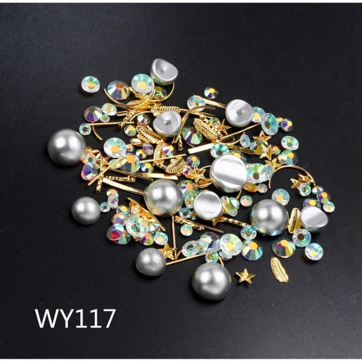 【GlobalTrendz】Mix Nail Art Decoration Pearl Jewelry Design Nail Studs Charms Rivet 3d Rhinestones Nail Art Supplies Manicure Tool Accessories