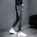 Summer Thin Jeans Men's Fashion Ripped Slim Fit Cropped Skinny Pants Men's Korean Stretch Casual Long Pants. 