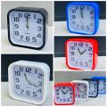 Square Simple Alarm Clock Battery Powered Time Clock Ornament for Home Bedroom Dormitory Party Background. 