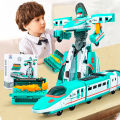 Train Mecha Manual Deformation Train Combination Robot Children's Toy Car Boy 3 Year-Old Two-Way Car Model. 