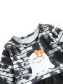 Choopy sea-Toddler Girl Halloween Dress, Cute Long Sleeve Cartoon Print A-Line Tulle Tutu Dress. 