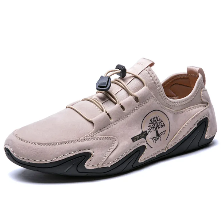 【ALLGOOD】Mr.Y Size 38-48 Men Cow Leather Octopus Loafers Moccasins Shoes Casual Driving Shoes Slip-on Shoes for Men Kasut Lelaki(Beige,Black,Grey)
