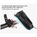 Bicycle Front Light With Electric Loud Horn Multi-function Ultra Bright USB Rechargeable Headlight High-quality Warning Light-USB green. 