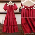 plus Size Women's Clothing 2024 Summer New Style French Tea Break Butterfly Design Pearl Cake Dress for Fat Girls. 
