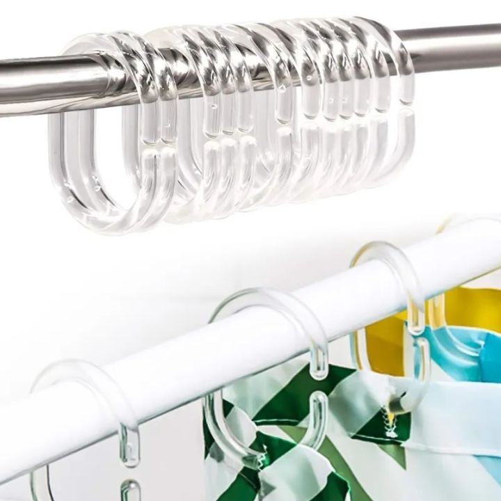 Shower Curtain Hooks - 12-Piece Bathroom Curtain Rings Hangers With Ocean Themed Seahorse Seashell Starfish White