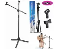 Microphone Stand Mic Stand Tripod Floor Stand Adjustable Mic Microphone Double Clip Holder Stage Microphone Stand. 
