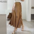 ( ) ZANZEA Korean Style Women's Skirts Office OL Elegant High Waist Polka Dots Midi Fishtail Overskirts. 