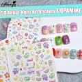 Monja 6 Styles 5D Relief Cute Dopamine Nails Art Stickers Cartoon Doll Fruit Self Adhesive Wraps Decals Manicure Decoration Tool. 