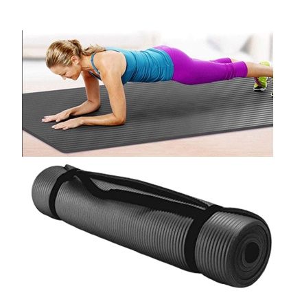 10mm Extra Thick Large Yoga Mat – 183 x 90 cm, Exercise Yoga Matt for Men Women Non Slip Foam Padded Camping Pilates Mats with Carry Strap