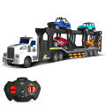 1:48 Scale Rechargeable 12 Wheel Remote Control Car Carrier Truck With Four Cars. 