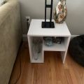 Modern Tall End Floor Table With Shelf Home Décor for Rooms, Halls, Entryway and Home Library | Micro Décor. 
