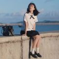 Taiwan School Uniform Suit Attached to Middle School Students jk Uniform White Shirt College Style Middle School Students Graduation Business Attire Summer. 