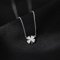 925 Silver four-leaf clover necklace lucky leaf pendant necklace for women girls jewelry gift. 