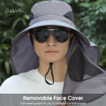 LouisWill Men's Sun Hat Fashion Fisherman Hat Summer Sun Protection Hat Outdoor Hiking Hat Anti-UV Hats Quick Dry Fisherman Cap Visor Hat With Removable Face Cover Windproof Strap Sports. 