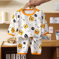 Children's loungewear set, summer thin men's and women's ice silk three-quarter sleeve cotton pajamas, baby breathable air conditioning clothes. 