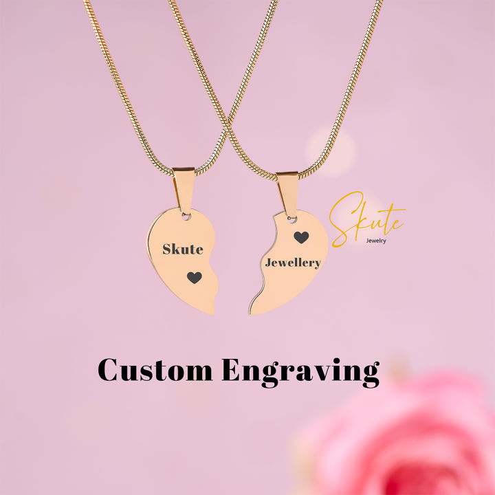 Skute%20Jewelry%202pcs%20Custom%20Engraved%20Glamorous%20Titanium%20Anti%20Rust%20Heart%20Shape%20Necklace%20Stainless%20Steel%20Necklace%20Snake%20Chain%20Personalized%20Jewellery%20Customzed%20Gift%20with%20Name%20Swimming%20Necklace%20for%20Women%20Men%20-%20Image%202