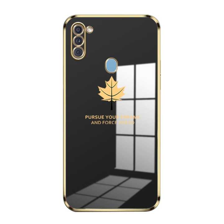 Luxury 6D Plating Case for Samsung Galaxy A11 M11 Back Cover Maple Leaf Side Pattern Soft Silicone Square Phone Cases