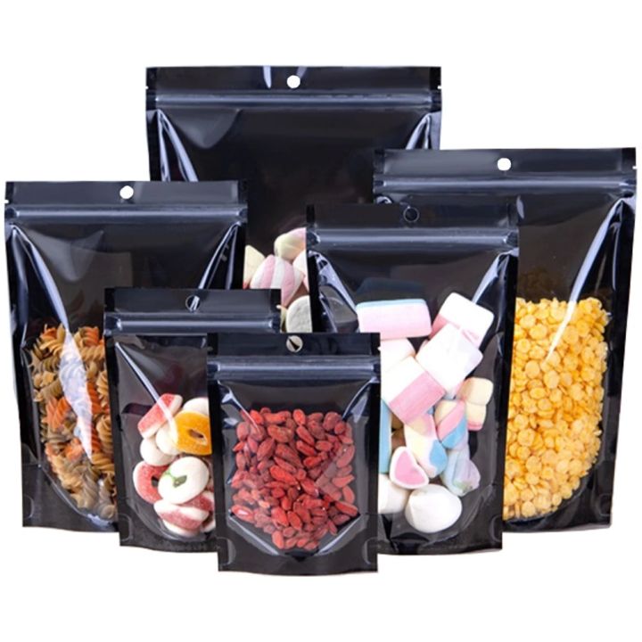 Zip Lock Bags 100Pcs Lot Clear Plastic Black Aluminum F Zip Lock Stand zip-lock-bags-100pcs-lot-clear-plastic-black-aluminum-f-zip-lock-stand