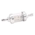 Universal Chrome Glass Fuel Petrol crude oil engine Inline Filter 5/16 "8mm Silver for Motorcycles. 