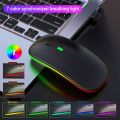 Mute Design New Bluetooth Wireless Mouse with USB Rechargeable RGB Mouse for Computer Laptop PC Macbook Gaming Mouse Gamer,Mute 2.4G+Bluetooth three-mode luminous version. 