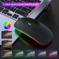 Bluetooth Wireless Mouse RGB Rechargeable with USB, BT5.2 Wireless Computer Mause LED Backlit Ergonomic Gaming Mouse For Laptop, PC, Macbook, 2.4GHz, 1600DPI. 