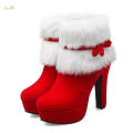 Women's Boots High s Christmas Faux Chunky Boots , +White, 38 38. 