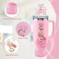 6pcs Tumbler Cup Accessories Set - Butterfly Straw Topper Cover Cap, Bling Bow for Straw, Sparkly Silicone Boot, Letter Charm and Pompom for Water Bottle Cups Tumbler 40oz 30oz 20oz. 