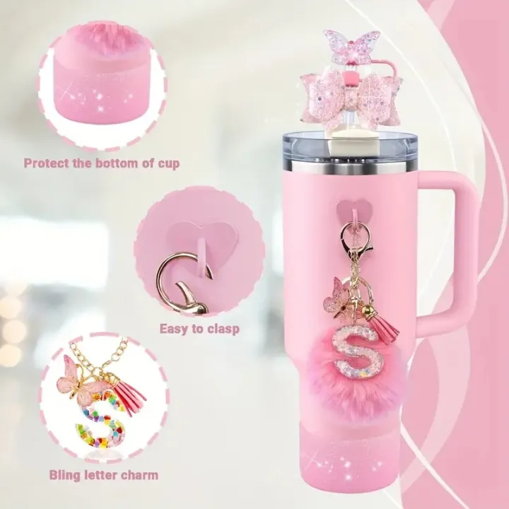 6pcs%20Tumbler%20Cup%20Accessories%20Set%20-%20Butterfly%20Straw%20Topper%20Cover%20Cap,%20Bling%20Bow%20for%20Straw,%20Sparkly%20Silicone%20Boot,%20Letter%20Charm%20and%20Pompom%20for%20Water%20Bottle%20Cups%20Tumbler%2040oz%2030oz%2020oz%20-%20Image%205