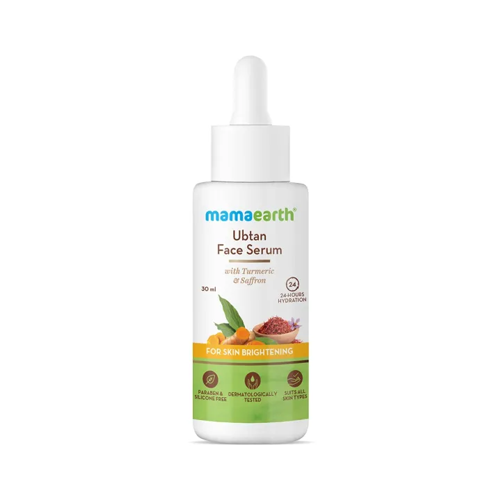 Mamaearth Ubtan Face Serum For Glowing Skin, With Turmeric & Saffron For Skin Brightening – 30 Ml