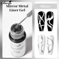 Monja 5/8ml Nail Art Liner Metallic Silver Mirror Glitter Painting Line Gel Polish Chrome Super Bright Effect Painting Drawing Line French Acrylic Soak Off UV LED Varnish DIY Nail Art Tool. 