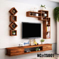 Wall Mount Wooden Tv Setup for Dinning Room. 