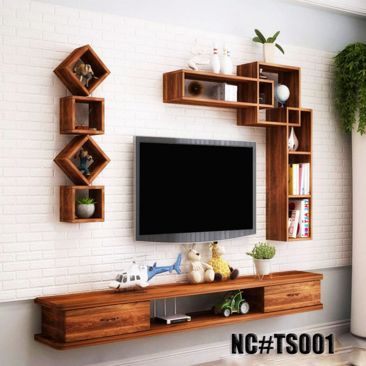 Wall Mount Wooden Tv Setup for Dinning Room