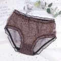 Leopard Print Mid Waist plus Size Underwear Women's Mesh Summer Ultra-Thin FatMMComfortable Breathable High Elastic Panties. 