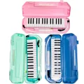 Bee 32 Keys Melodica with Box type Hard Case 1 year Warranty - Blue Pink Instrument with Hard Case Mouthpiece Air Piano Soprano Keyboard Melodica with 2 Soft Long Tubes, Short Mouthpieces and Box type Carrying Bag for Kids Beginners Gift, Blue/ Green/Pink. 