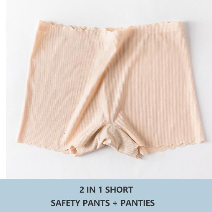 Flarixa 2 In 1 High Waist Seamless Ice Silk Safety Pants Women' Panties - Foto 3