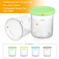 4 Piece Ice Cream Pint Container with Lid Replacement Parts PP for Ninja Creami, Compatible with NC301 NC300 NC299AMZ Ice Cream Maker. 