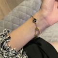 4 Leaf Flower Bracelet Black Clover Bracelets Stony Hand Chain Women's Luxury Jewelry For Female. 