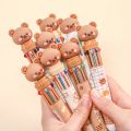【HOT】 10 Colors Ballpoint Pen Cartoon Bear 0.5Mm Colorful Ink Gel Pens Silicone Kawaii Pens School Office Supplies Korean Stationery. 