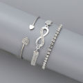 【IKE】Ins ladies love open bracelet design creative retro simple lucky 8-word bracelet three-piece set. 
