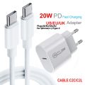 For Apple PD 20W USB Phone Charger Fast Charger for iPhone iPad Samsung OnePlus Wall Quick Charge Adapter TypeC Cable EU/US Plug. 