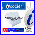A4 Photocopy Paper 80GSM 250 Sheets (half pack). 