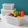 Kitchen Plastic Double Drain Basket with Lid/Household Refrigerator Rectangular Storage Boxs/Fruit Vegetable Cleaning Strainers Kitchen Tools. 