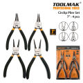 Snap Ring Circlip Plier Set, 4pcs 7" Internal/External Straight/Bent Jaw, Heavy Duty Precision Spring Loaded Pliers for Ring Remover Retaining and Remove Hoses, Gaskets etc. 