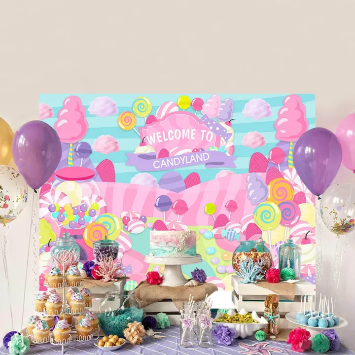 Candy%20Theme%20Birthday%20Background%20Photography%20Welcome%20Candyland%20Baby%20Birthday%20Backdrops%20Decoration%20Banner%20Photocall%20-%20Image%203