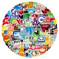 20/40pcs Programming Stickers Languages Internet Icon Logo Stickers for Laptop Scrapbook Journal Kids Girls Boys Stickers. 