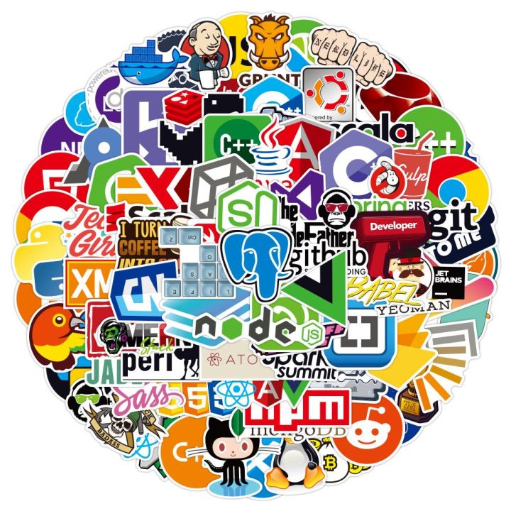 20/40pcs Programming Stickers Languages Internet Icon Logo Stickers for ...