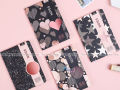 Mikirei A5 Hardcover Fashion Notebook Autograph Diary for Girls Abstract Shapes Heart Star Circle Rose Gold Foil Black Pattern Design. 